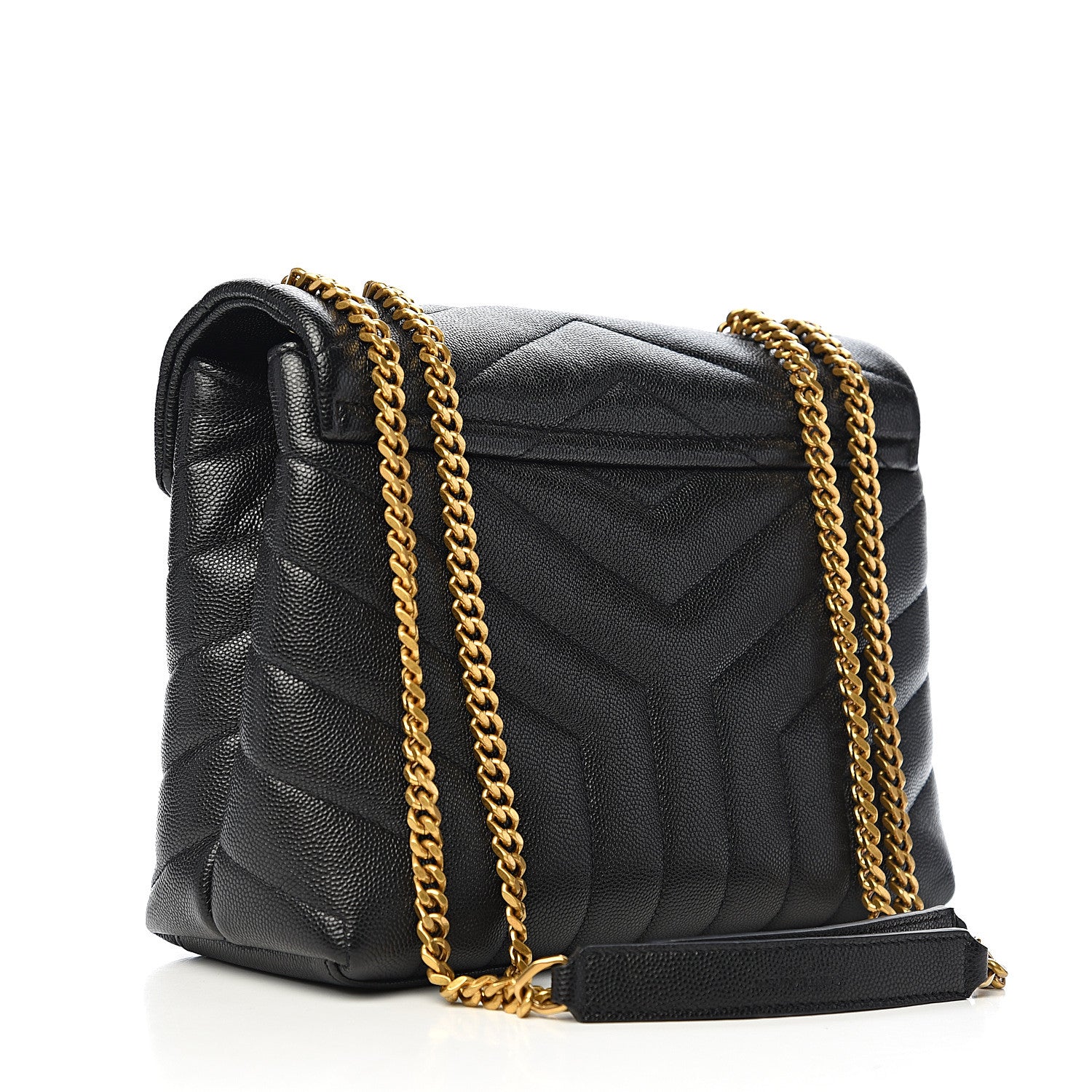 Saint Laurent Grain de Poudre Calfskin Y Quilted Monogram Small Loulou Chain Satchel Black 2 of 9
