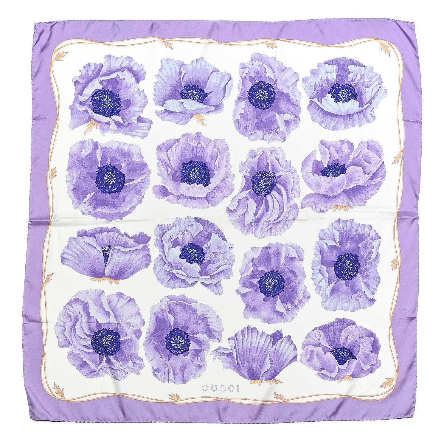 Gucci Silk Floral Square Scarf Purple 1 of 5