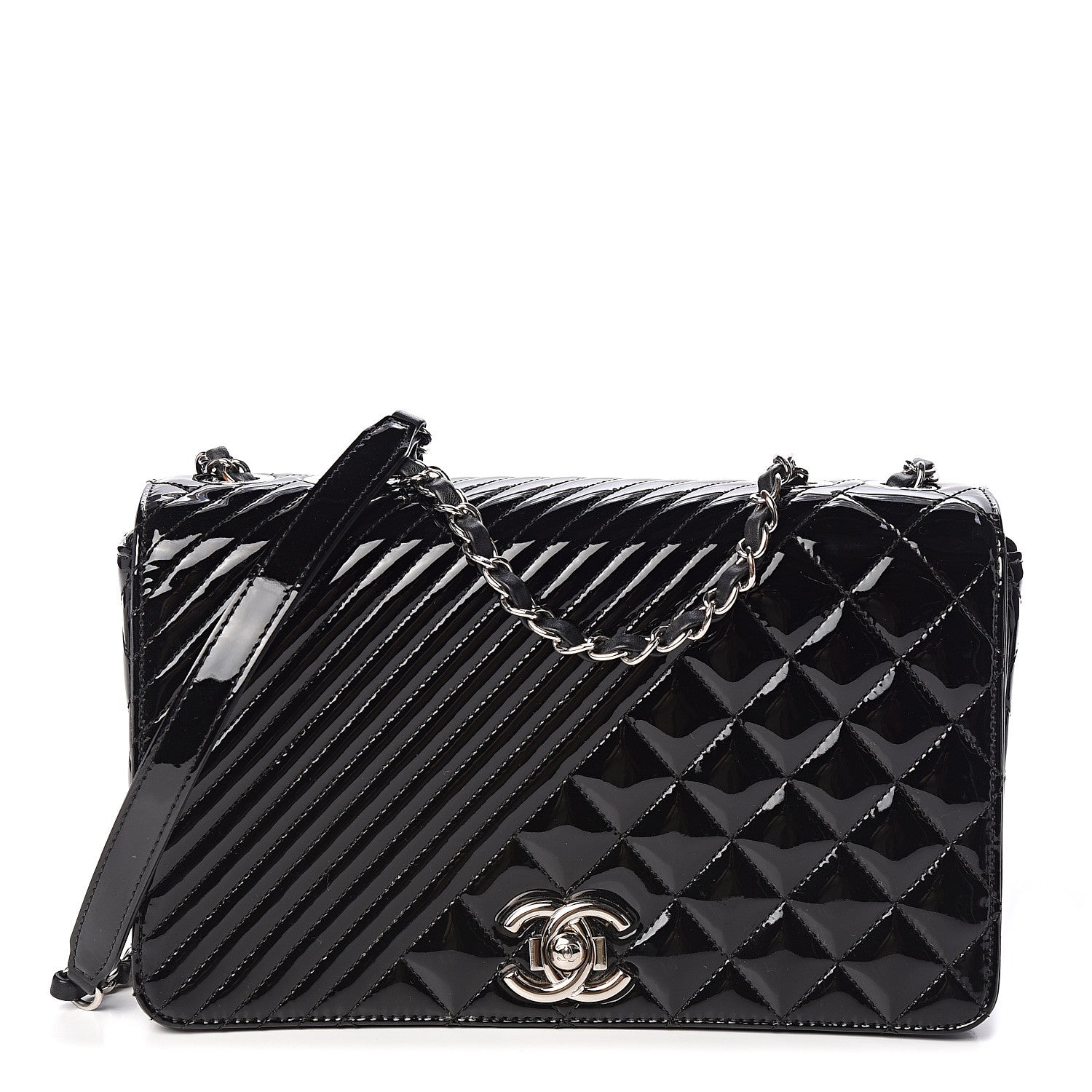 Chanel Iridescent Patent Quilted Medium Coco Boy Flap Black 1 of 10
