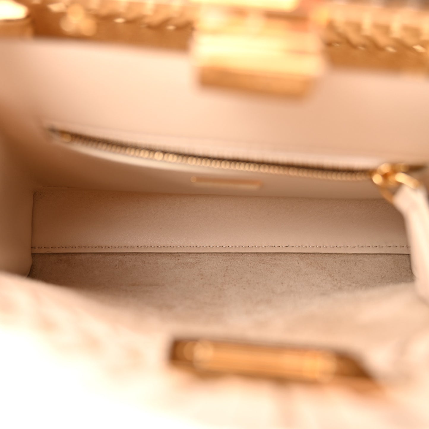 Nappa Interlace Mini Peekaboo Iconic Satchel Camelia