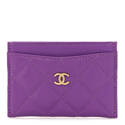 Chanel Caviar Quilted Card Holder Purple 1 of 9
