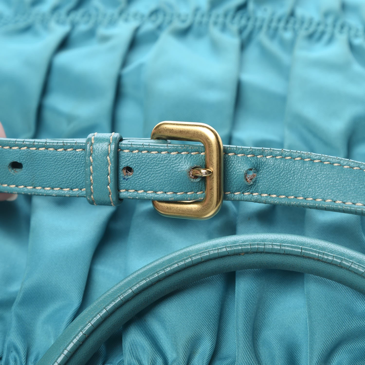 Prada Tessuto Nylon Gaufre Tote Turchese 22 of 24