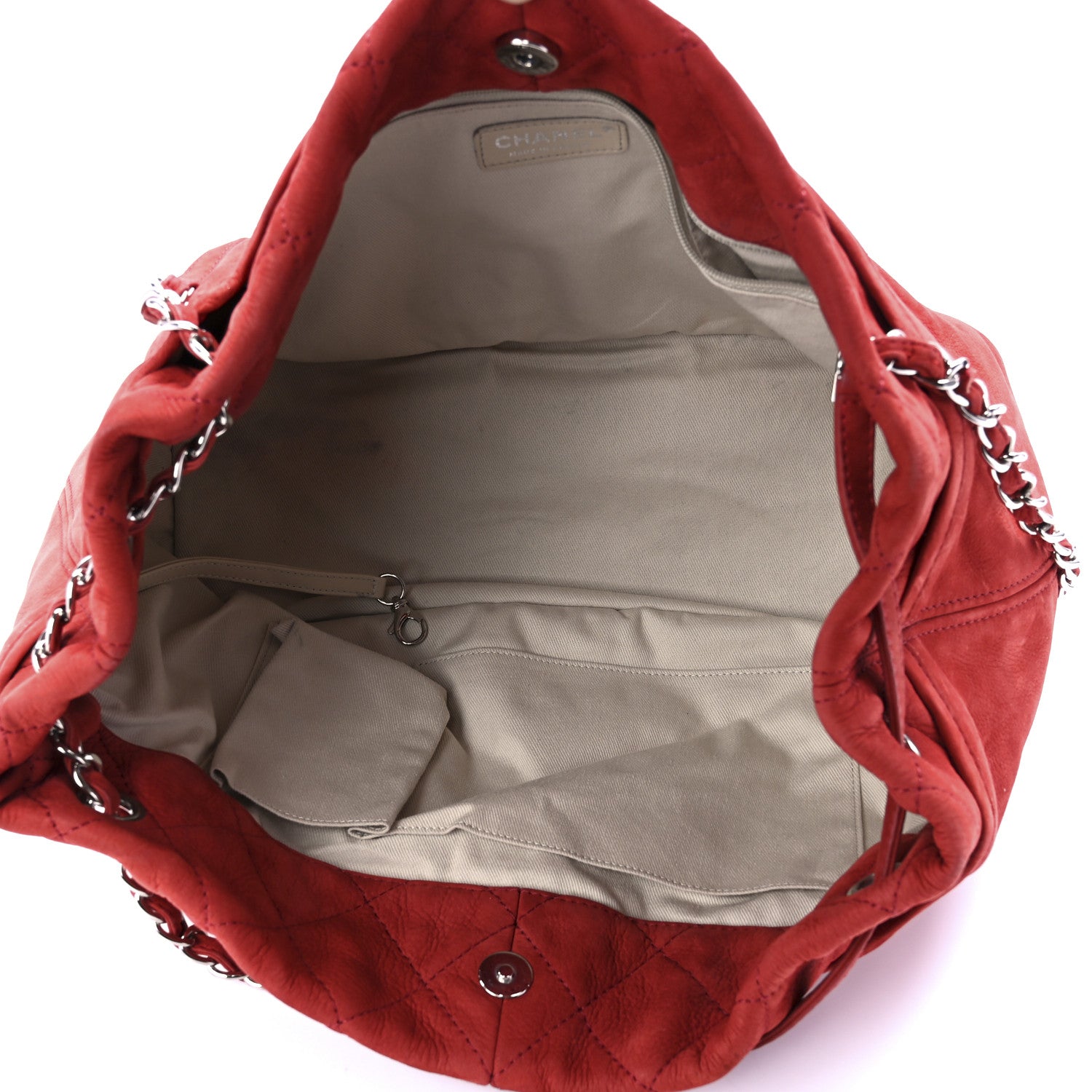 Chanel Ultra Soft Suede Calfskin Natural Beauty Tote Red 4 of 8