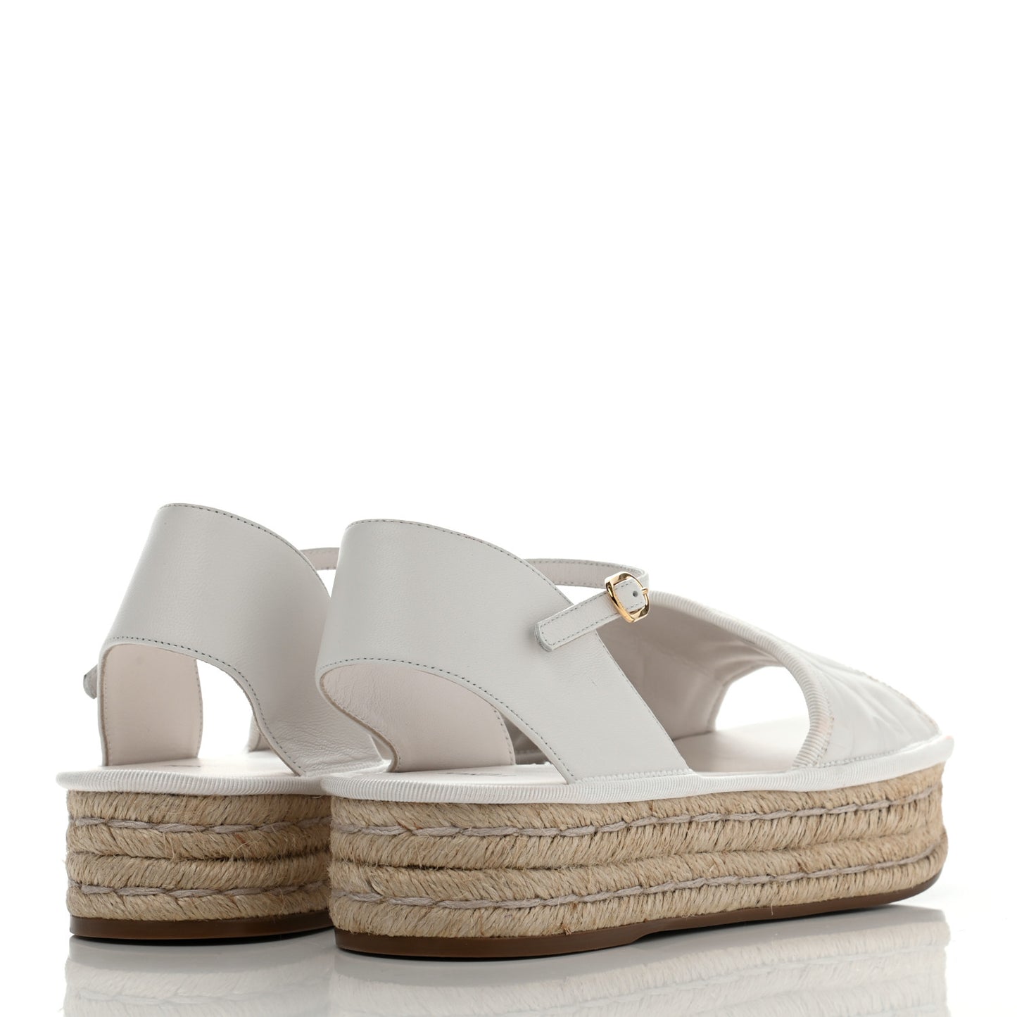 Nappa FF Embossed Espadrille Platform Sandals 36.5 Snow