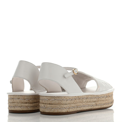 Fendi Nappa FF Embossed Espadrille Platform Sandals 36.5 Snow 4 of 10