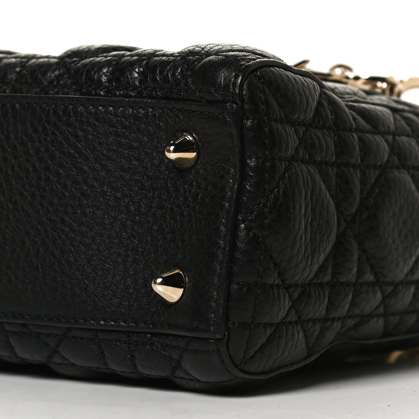 Grained Calfskin Cannage Small Supple Lady Dior Black