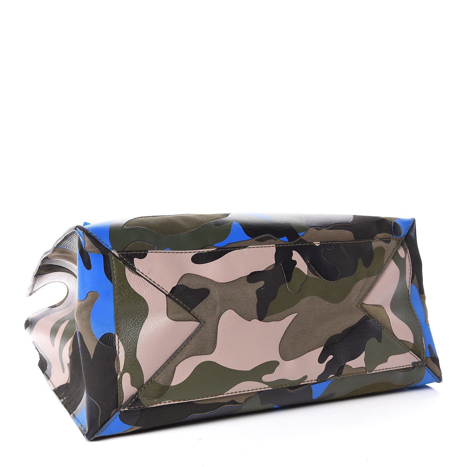Valentino Garavani Nappa Canvas Camo Medium Rockstud Soft Tote Blue Fluo 4 of 11