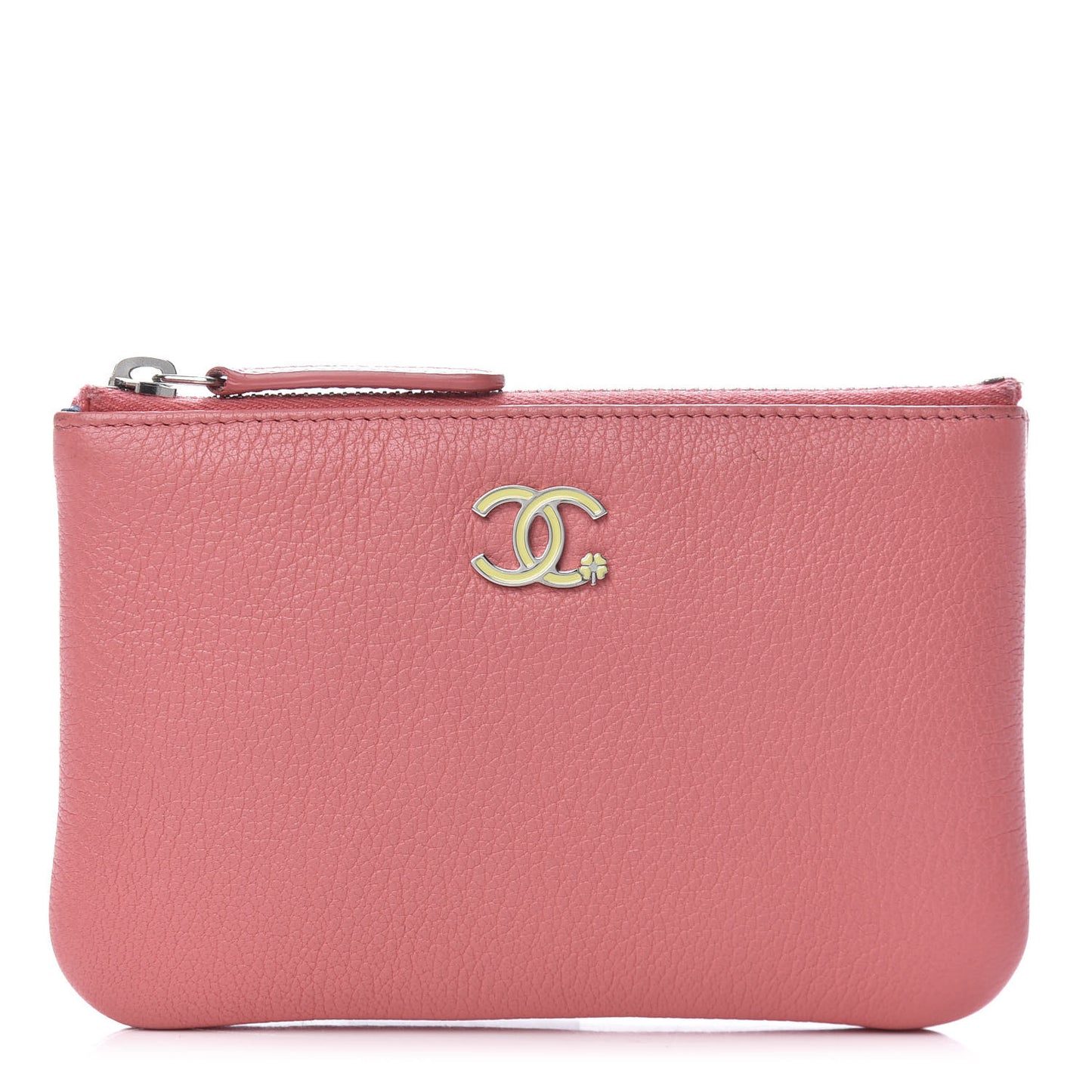 Goatskin Small CC Clover Cosmetic Case Pink