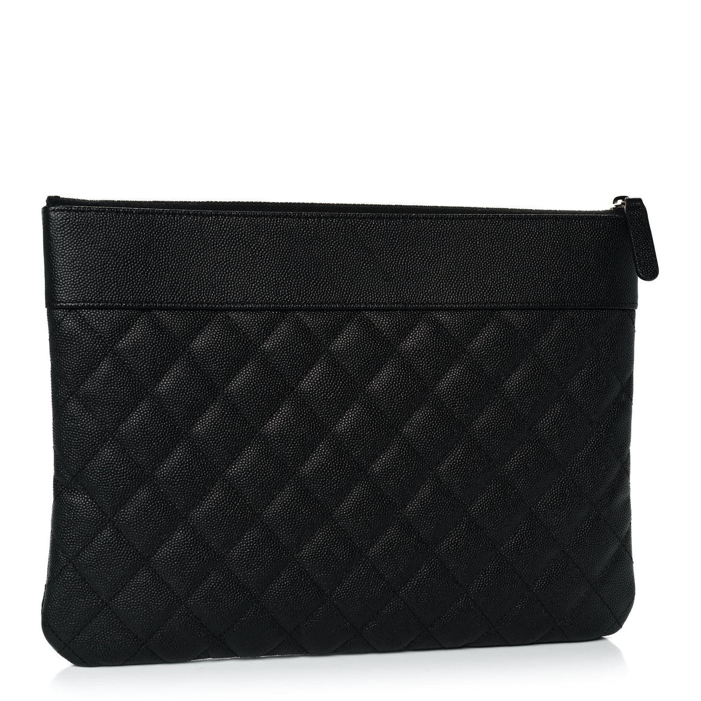 Caviar Quilted Mademoiselle Vintage Large Zip Pouch Black