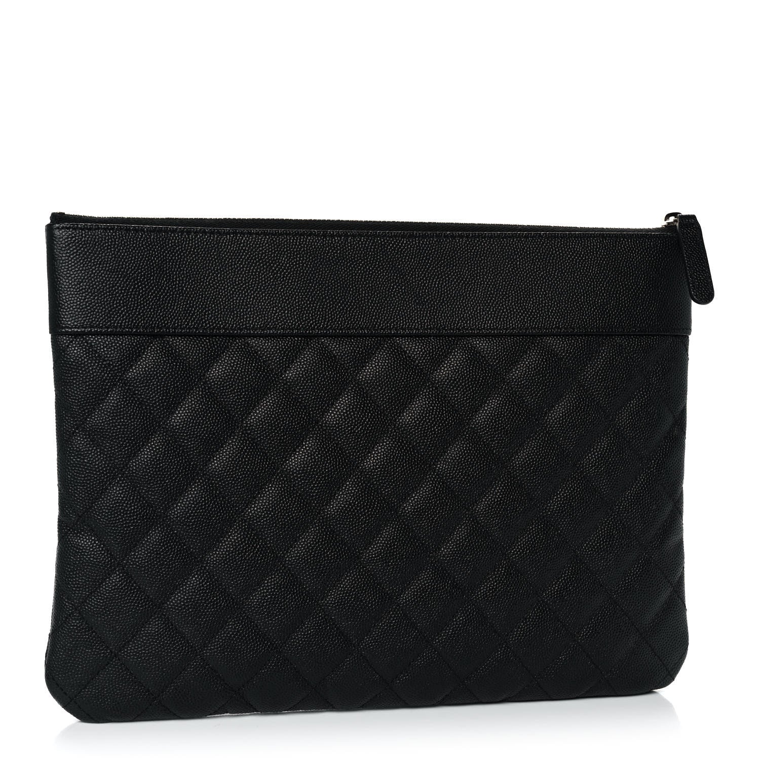 Chanel Caviar Quilted Mademoiselle Vintage Large Zip Pouch Black 3 of 10