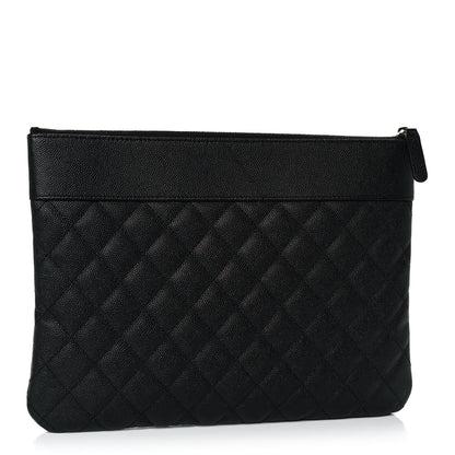 Chanel Caviar Quilted Mademoiselle Vintage Large Zip Pouch Black 3 of 10