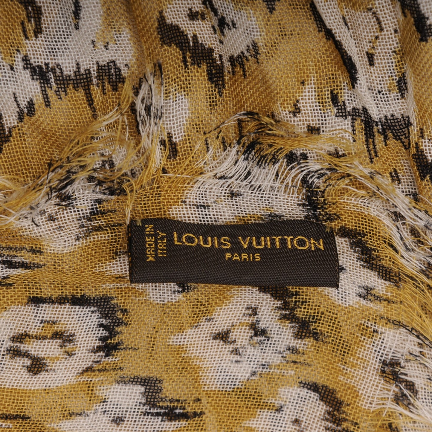 Cashmere Silk Mongram Ikat Stole Moutard
