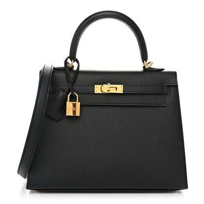Hermes Epsom Horseshoe Kelly Sellier 25 Black Rouge Grenat 1 of 11