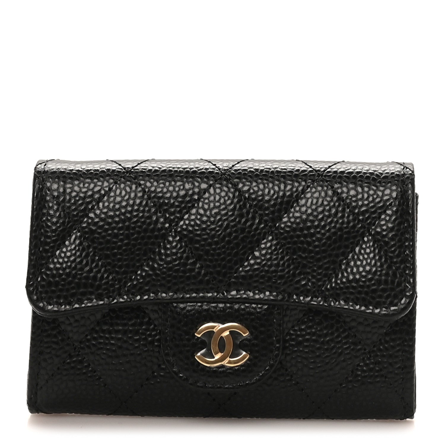 Chanel Caviar Quilted Flap Card Holder Wallet Black 1 of 9