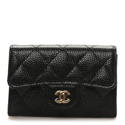 Chanel Caviar Quilted Flap Card Holder Wallet Black 1 of 9