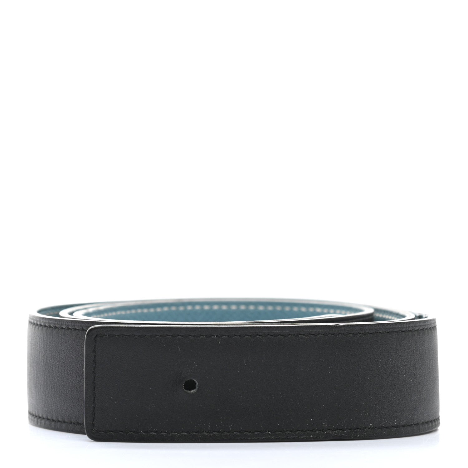 Hermes Swift Epsom 32mm H Belt Strap 100 Black Blue Jean 1 of 8