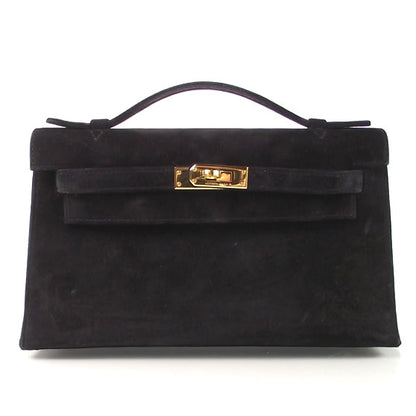 Hermes Suede Mini KELLY Clutch Black 1 of 8