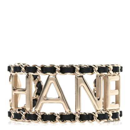 Chanel Lambskin Vintage Allure Cuff Bracelet M Black Gold 1 of 5