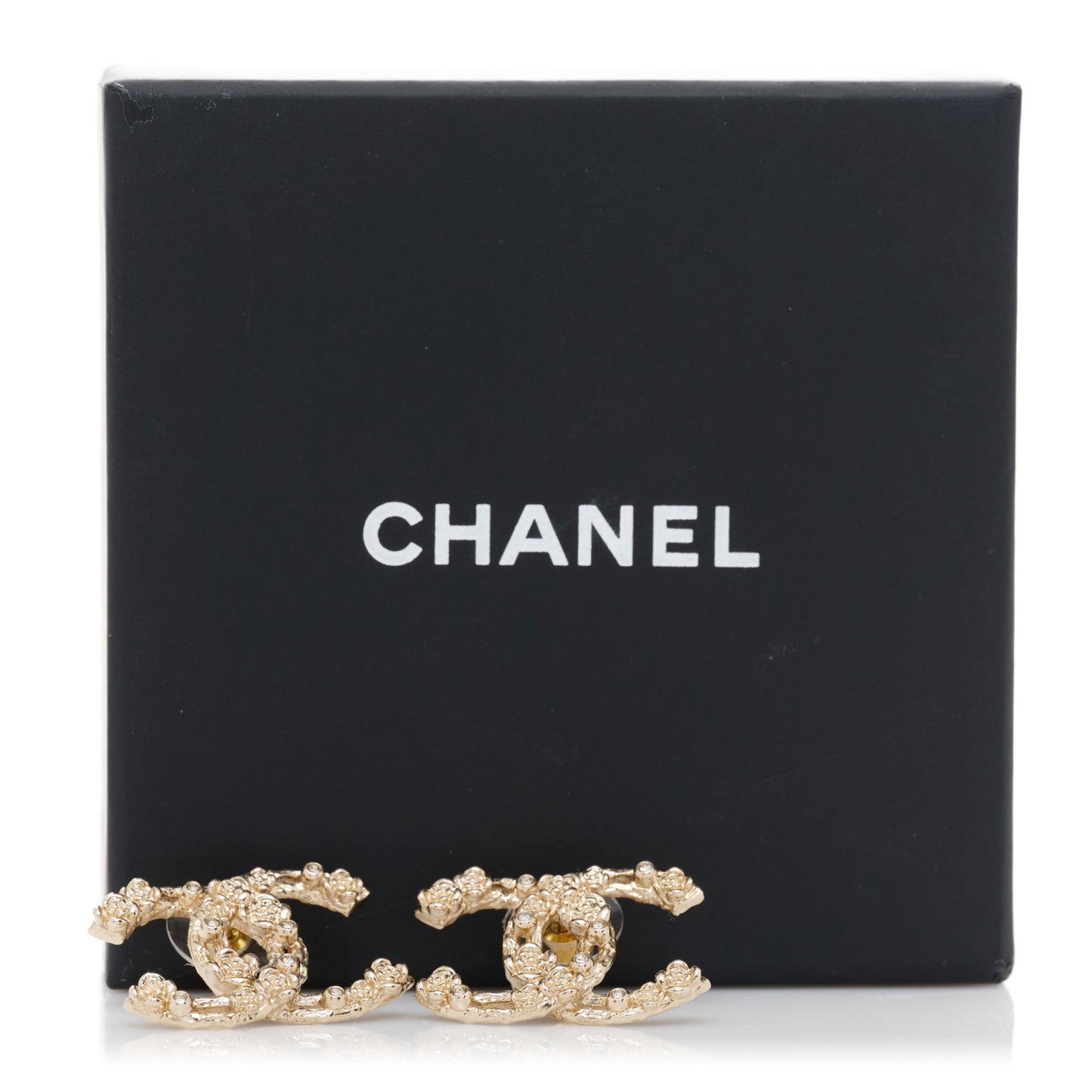 Crystal CC Camellia Earrings Gold