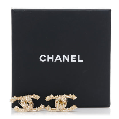 Chanel Crystal CC Camellia Earrings Gold 5 of 5