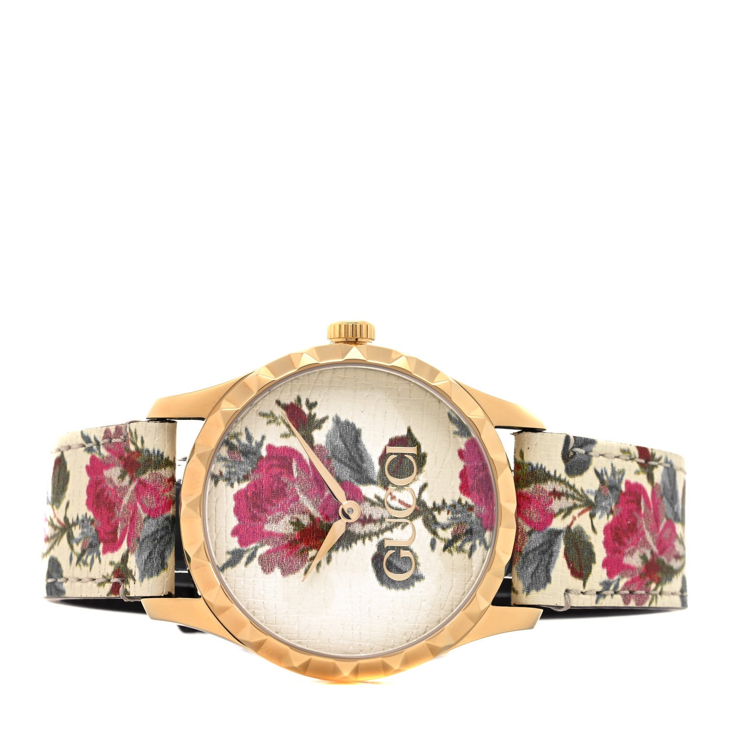 Gucci Stainless Steel Calfskin 38mm G-Timeless Floral Quartz Watch Ivory 2 of 5