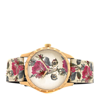 Gucci Stainless Steel Calfskin 38mm G-Timeless Floral Quartz Watch Ivory 2 of 5