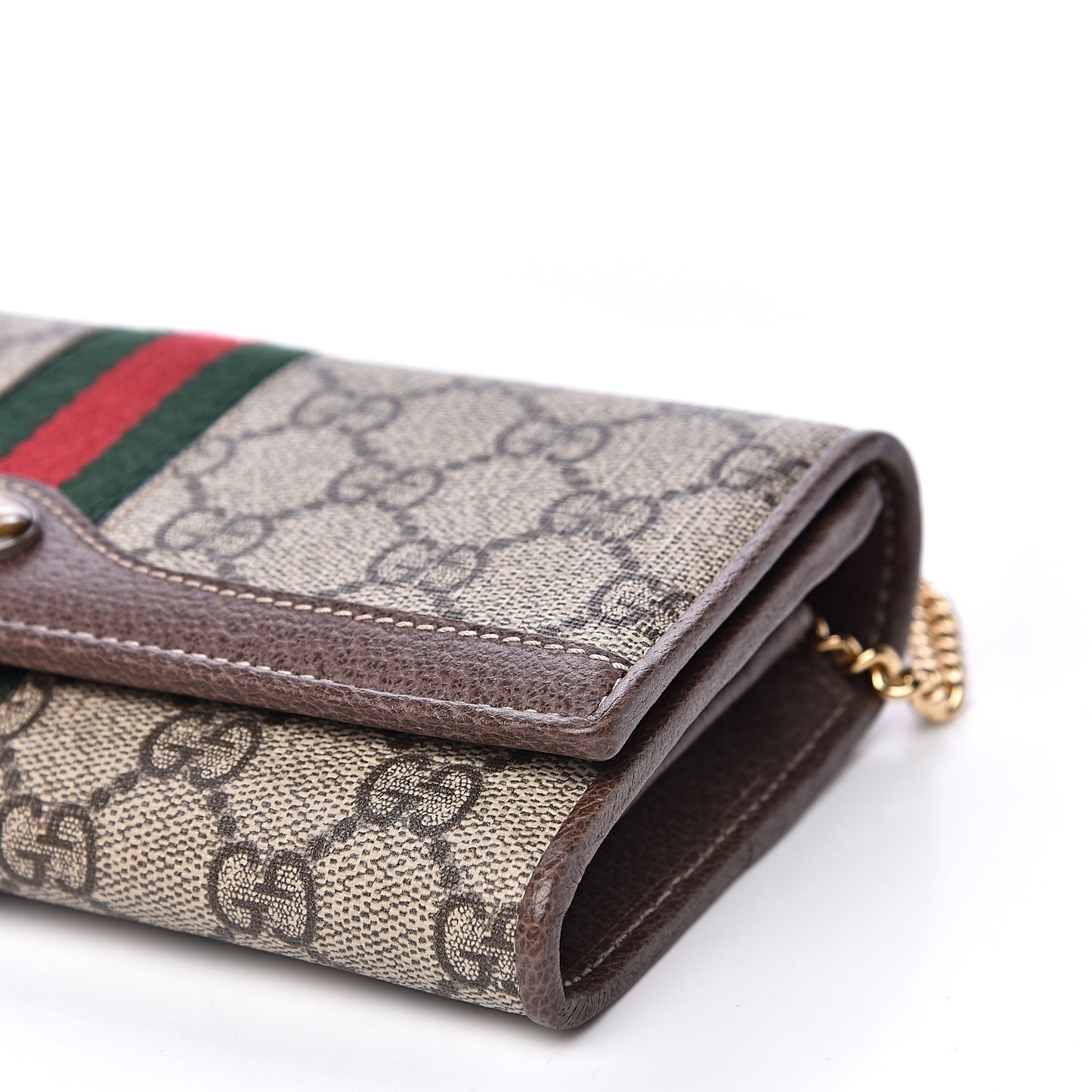 GG Supreme Monogram Web Ophidia Wallet On Chain Brown