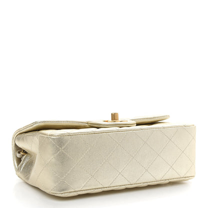 Chanel Metallic Lambskin Quilted Mini Rectangular Flap Gold 3 of 8