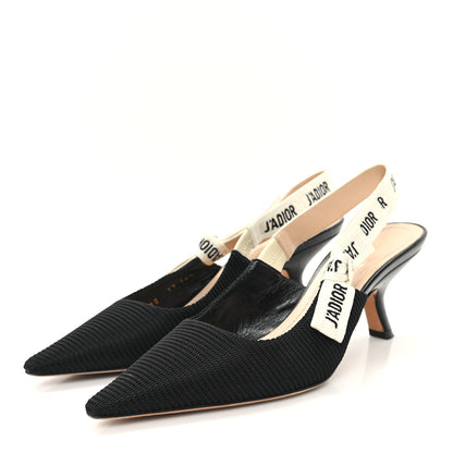 Christian Dior Technical Canvas Ribbon J Adior Slingback 65mm Pumps 36.5 Black 4 of 9