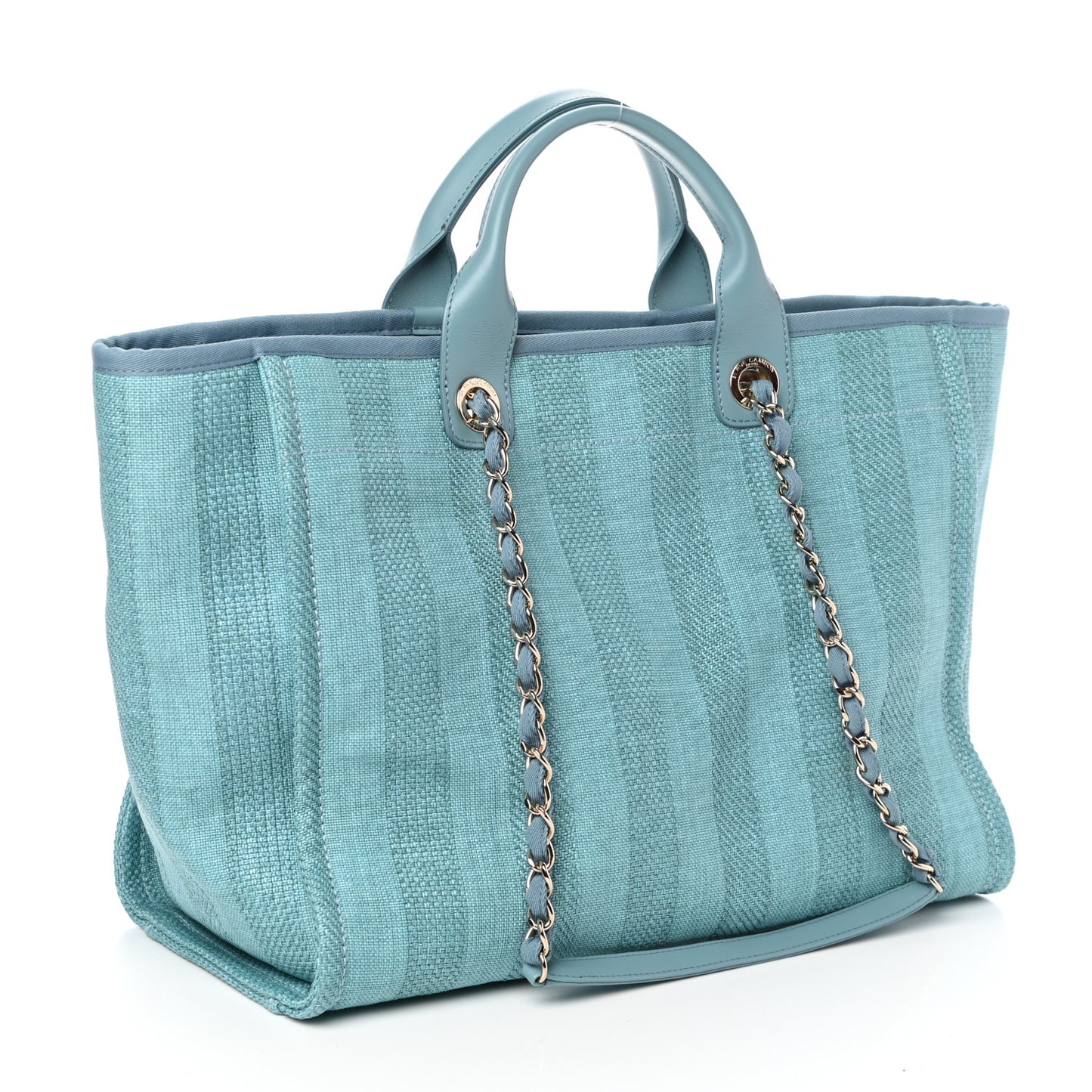 Mixed Fibers Striped Medium Deauville Tote Blue