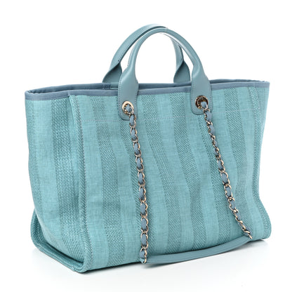 Chanel Mixed Fibers Striped Medium Deauville Tote Blue 3 of 10