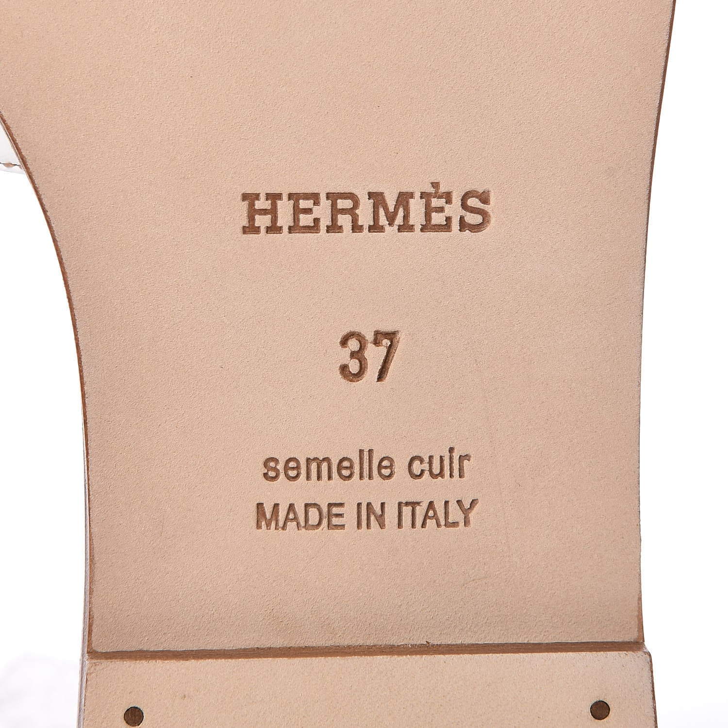 Hermes Box Calfskin Oran Sandals 37 White 7 of 8