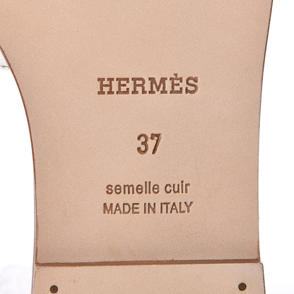Hermes Box Calfskin Oran Sandals 37 White 7 of 8