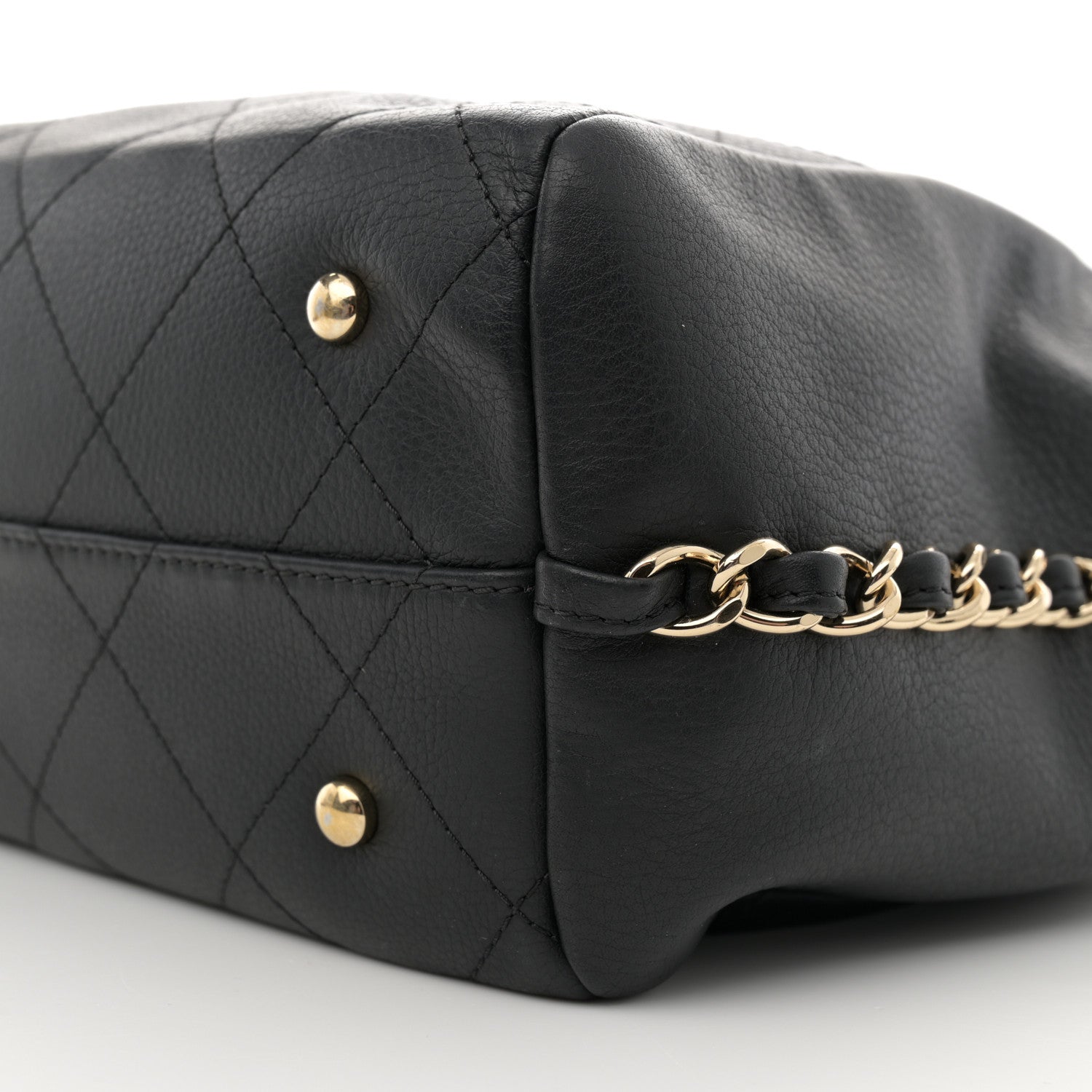 Chanel Bullskin Stitched Small Shopping Tote Black 10 of 12