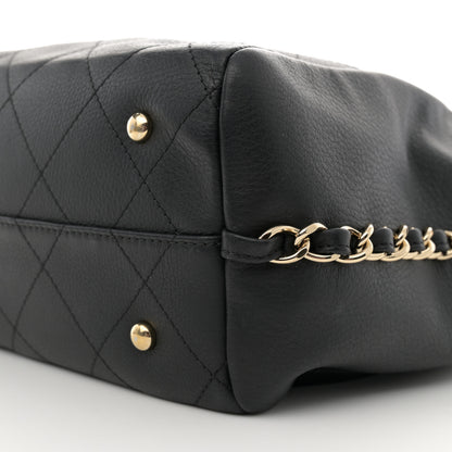 Chanel Bullskin Stitched Small Shopping Tote Black 10 of 12