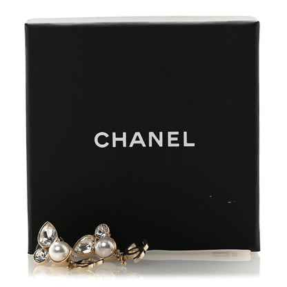 Chanel Pearl Crystal CC Drop Earrings Gold 5 of 5