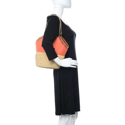 Stella McCartney Shaggy Deer Raffia Medium Half & Half Tote Bag Bright Orange 2 of 11