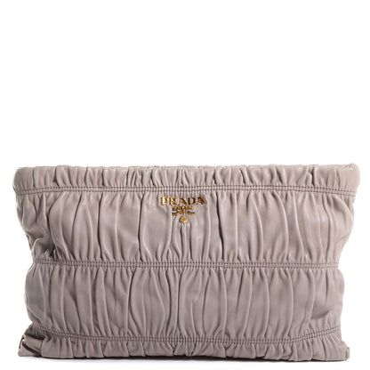Prada Nappa Gaufre Ruched Clutch Pomice 1 of 10