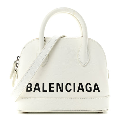 Balenciaga Grained Calfskin XXS Ville Top Handle Bag White Black 1 of 17