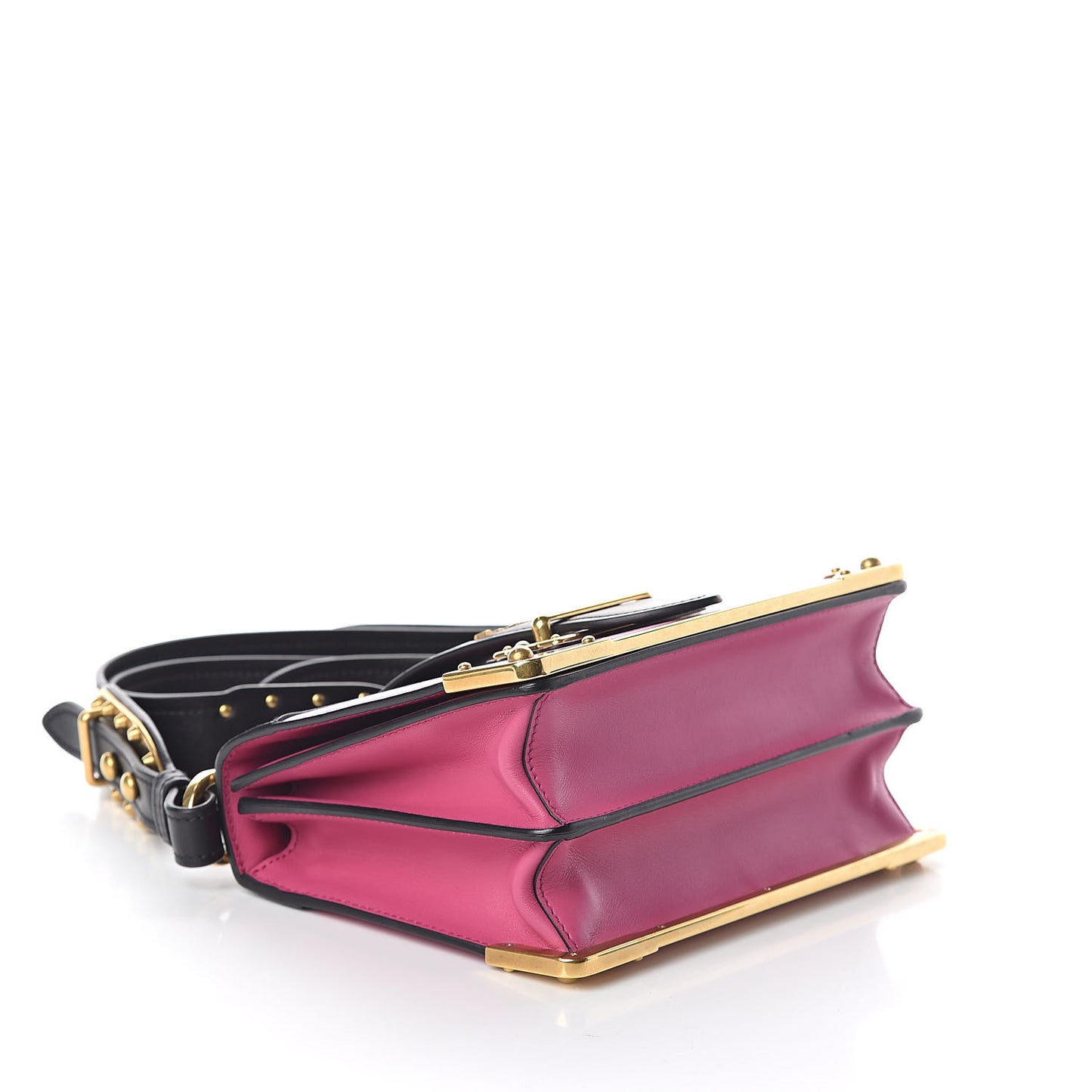City Calf Saffiano Cahier Bag Fuxia Black