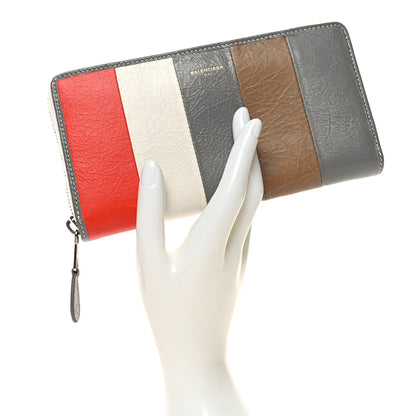 Balenciaga Veau Arena Multicolore Bazar Continental Zip Around Wallet Beige Orange Taupe 2 of 8