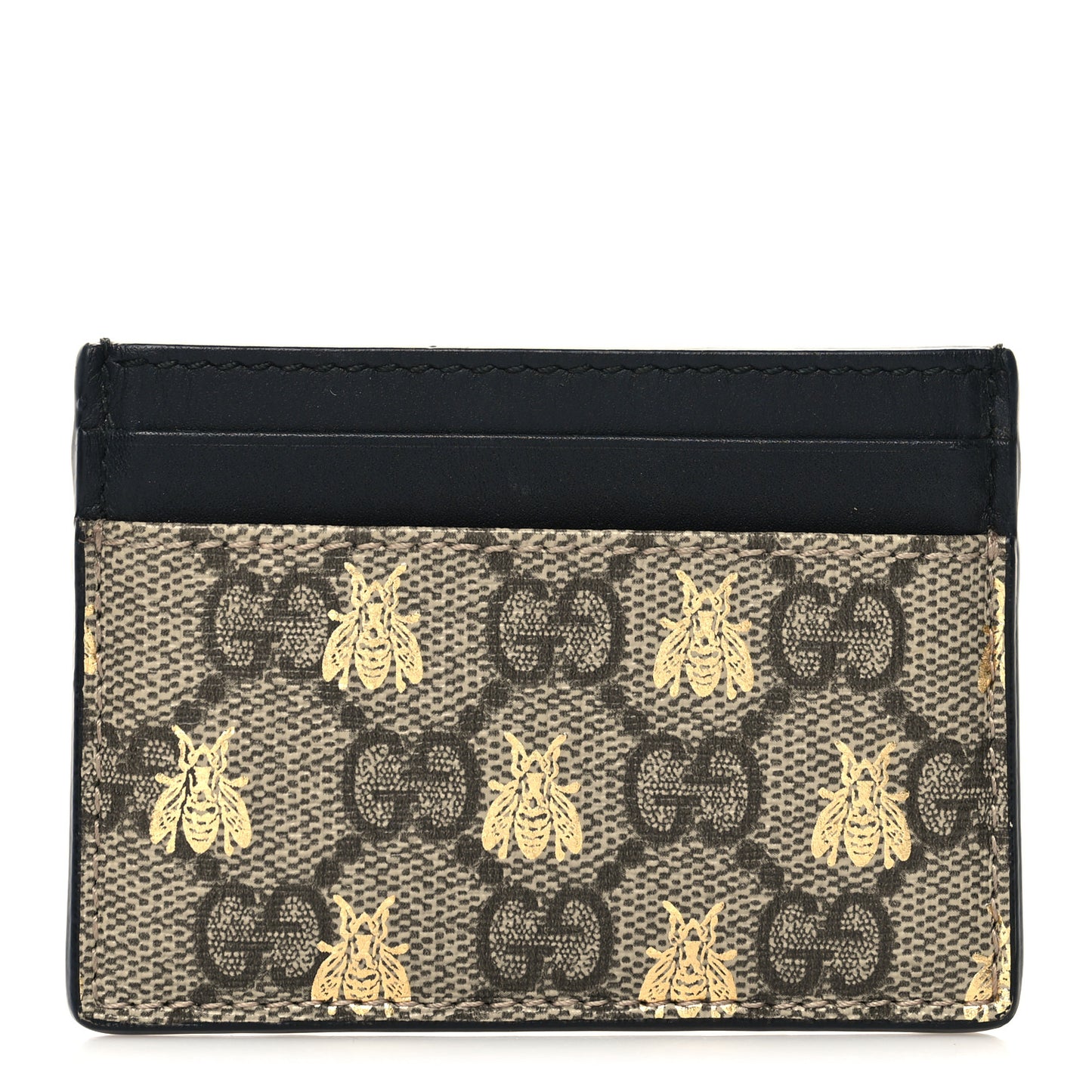 GG Supreme Monogram Bees Card Holder Black
