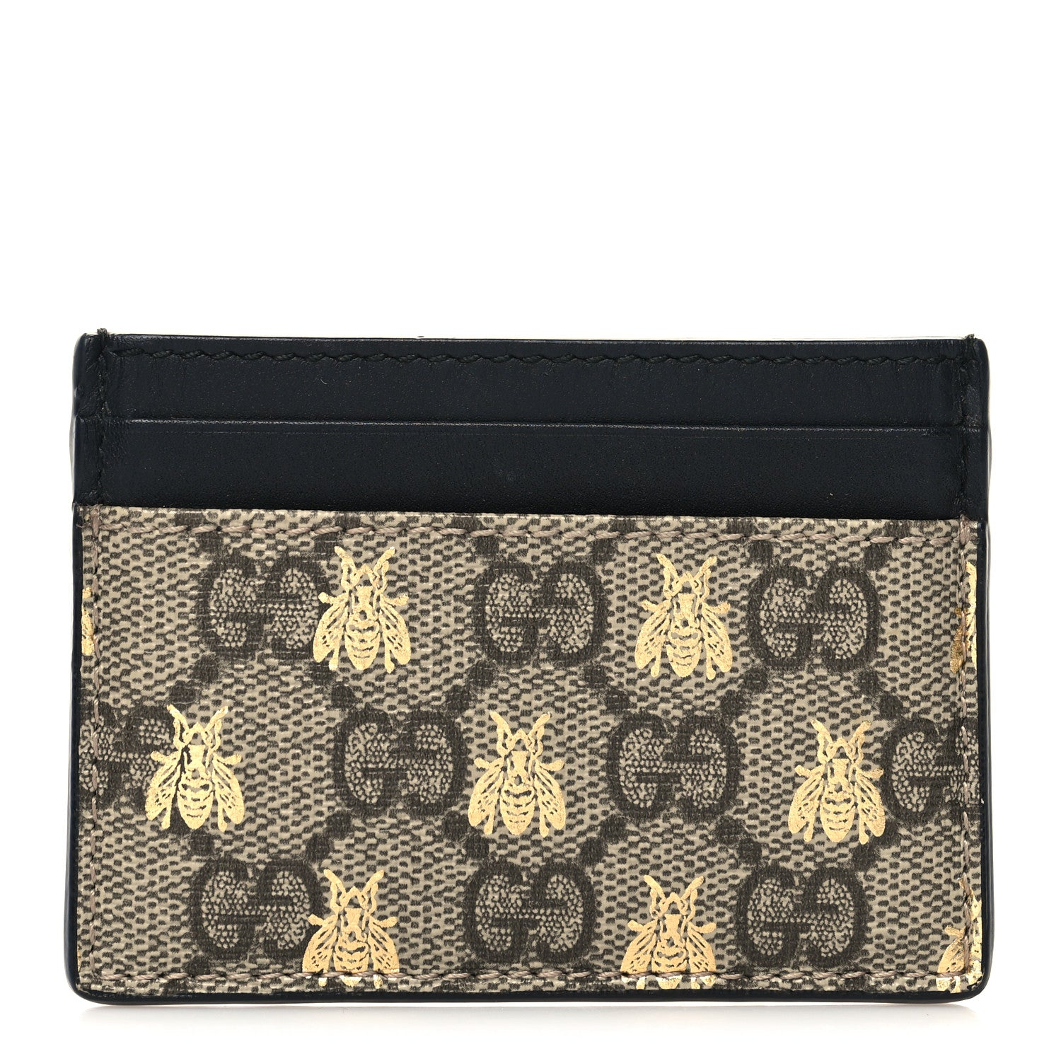 Gucci GG Supreme Monogram Bees Card Holder Black 1 of 7