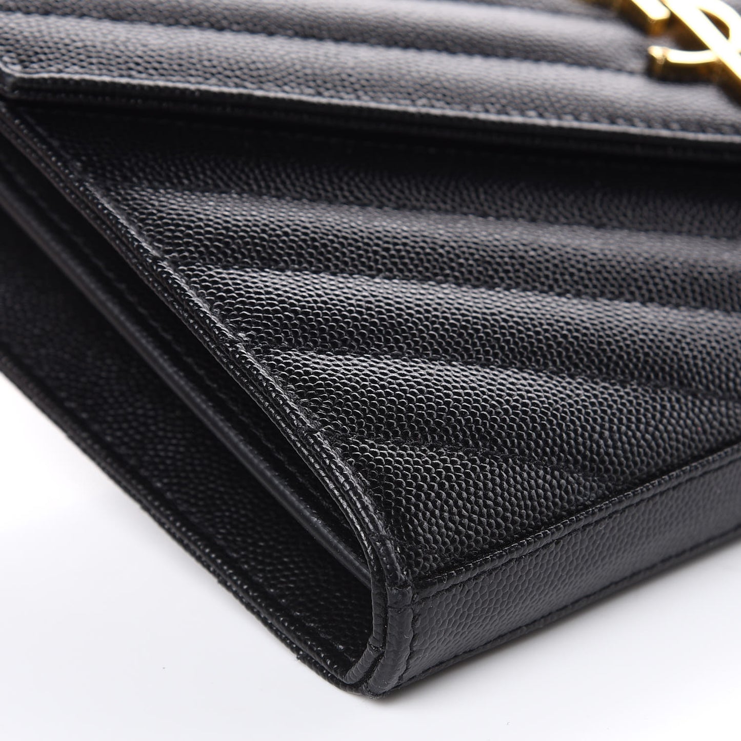 Grain De Poudre Matelasse Chevron Monogram Chain Wallet Black