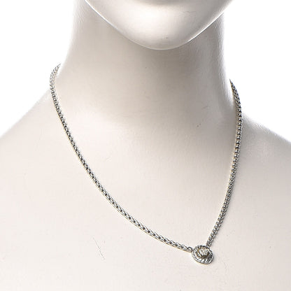 David Yurman Sterling Silver 18K Yellow Gold Diamond 12mm Pave Cookie Necklace 2 of 5