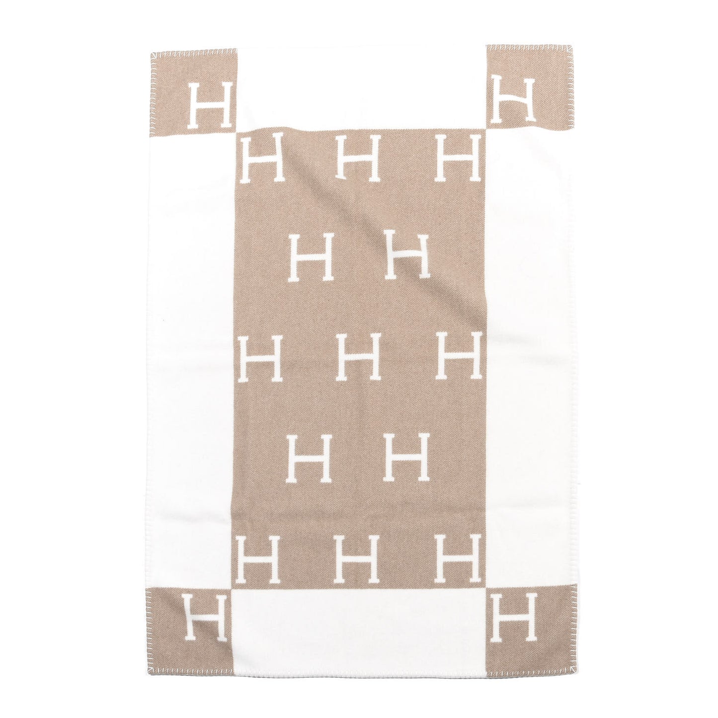 Wool Cashmere Avalon Baby Blanket Noisette Moyen White