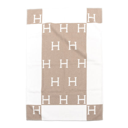 Hermes Wool Cashmere Avalon Baby Blanket Noisette Moyen White 2 of 4