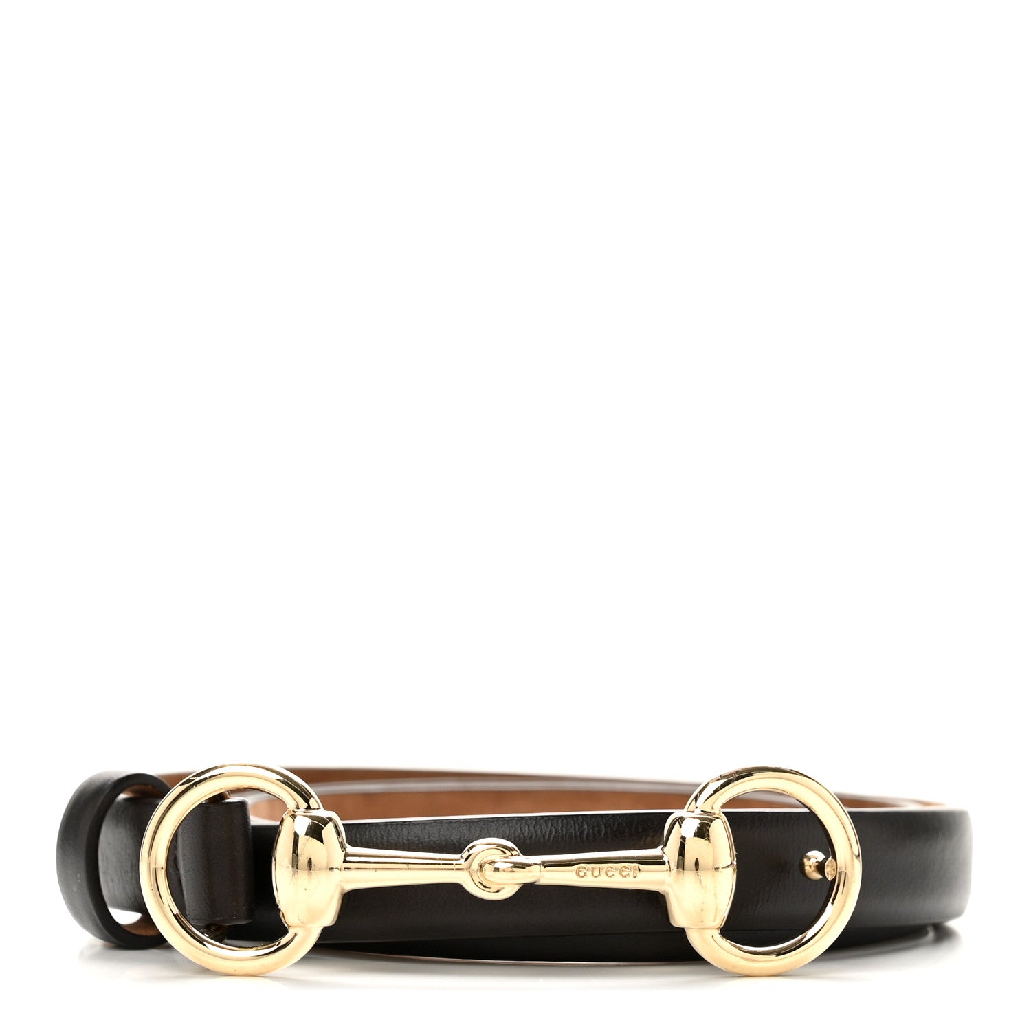 Gucci Calfskin Horsebit Skinny Belt 75 30 Brown 1 of 7