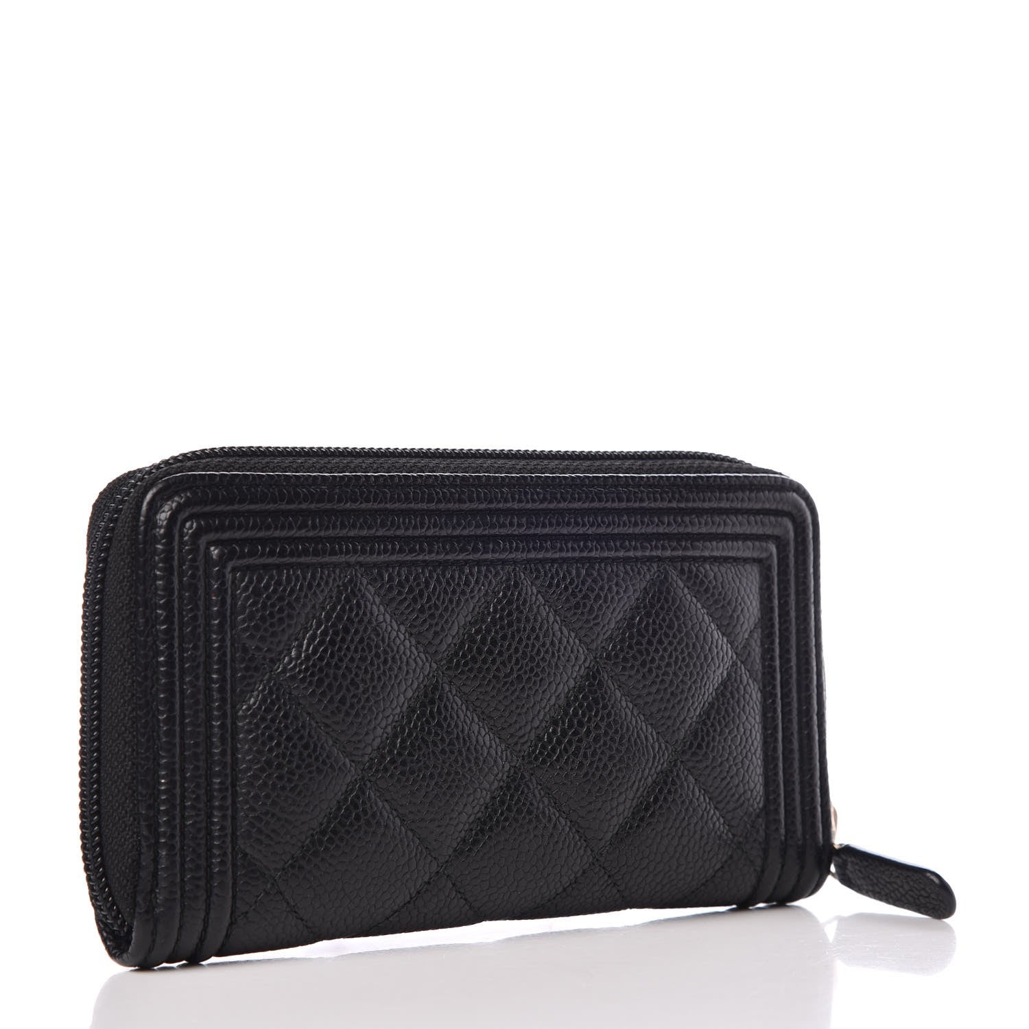 Chanel Caviar Quilted Small Boy Zip Around Wallet Black 3 of 11