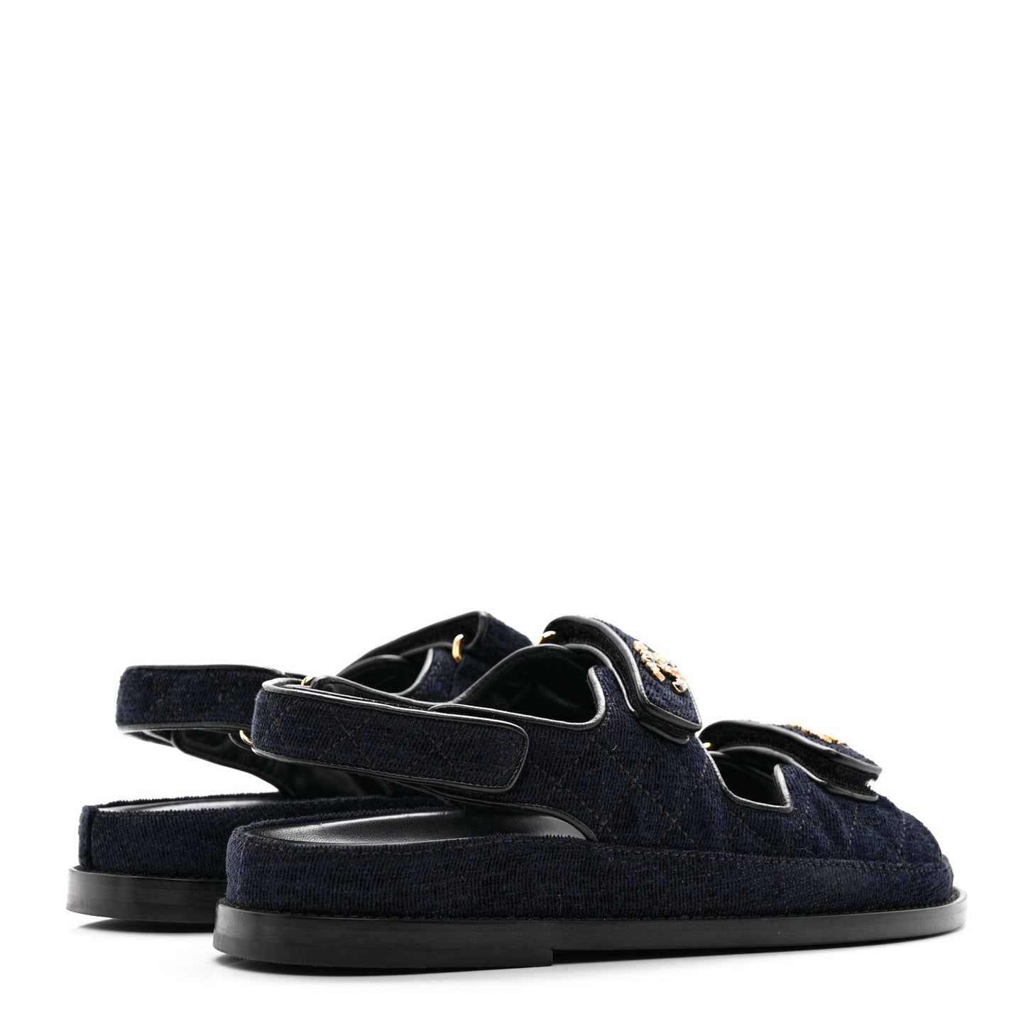 Velvet Velcro Dad Sandals 37.5 Navy Blue